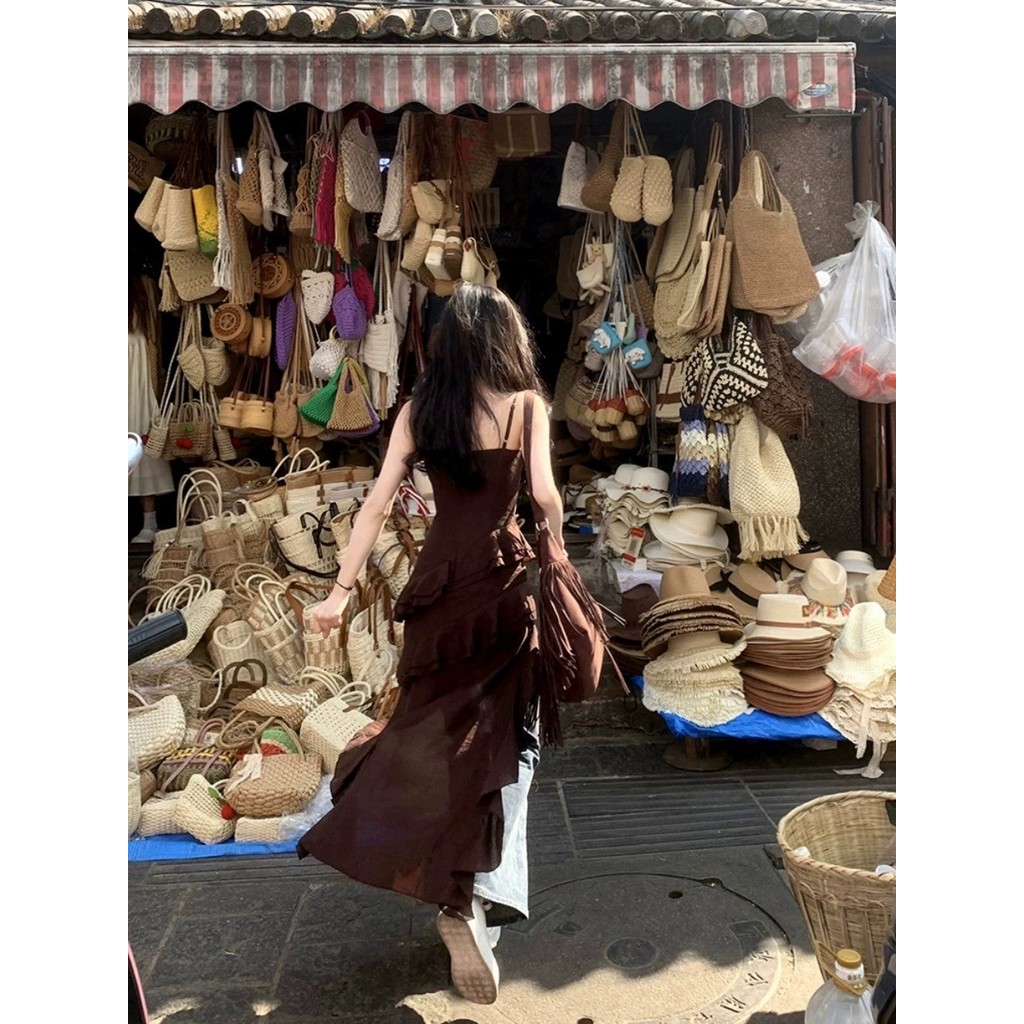 ชุดสูทฤดูใบไม้ร่วงแบบใหม่2024ชุดเดรสสายเดี่ยวดีไซน์แฟชั่นผู้หญิงชุดเดรสลูกไม้อารมณ์สองชิ้น - รูปที่ 5