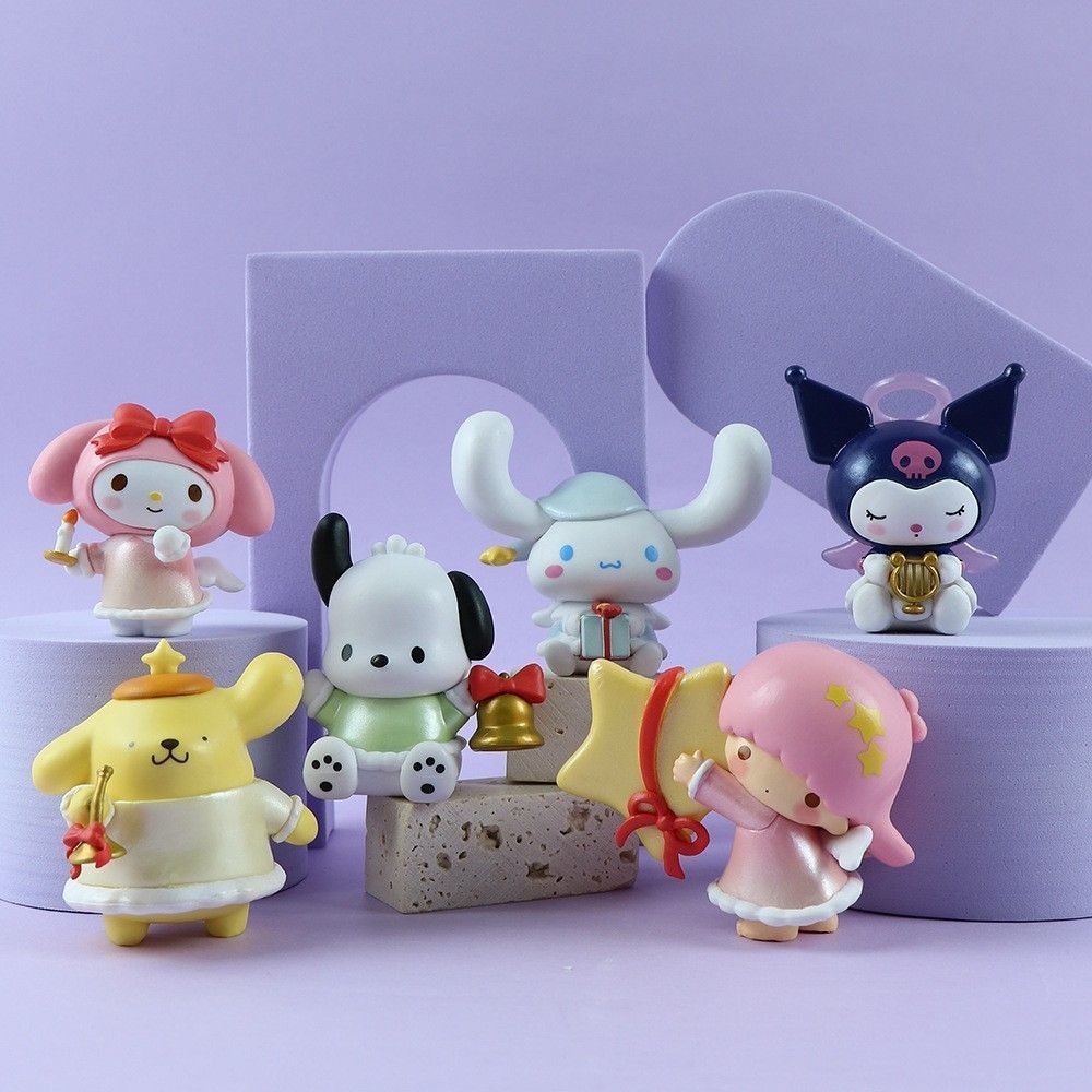 พร้อมส่ง โมเดลตุ๊กตาฟิกเกอร์ อนิเมะ Melody Kuromi Pacha Dog Sanrio Wish Angel Mystery Box ของขวัญ สําหรับตกแต่งเค้ก