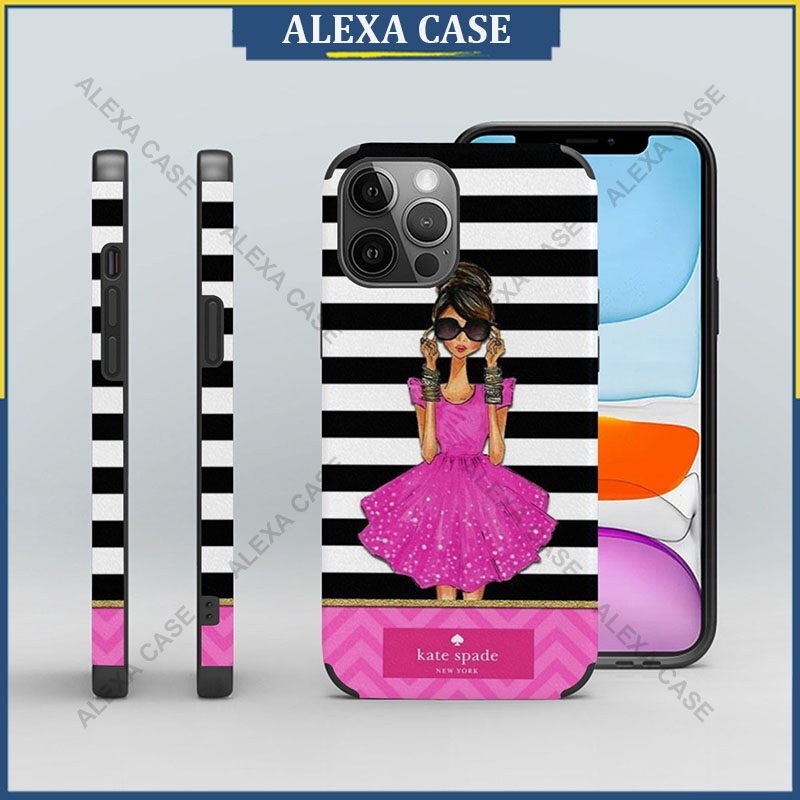 เคสป้องกันโทรศัพท์มือถือหนังแกะ ลาย Kate Spade สําหรับ iPhone 15 Pro Max 14 Pro Max 13 Pro Max 12 Pro Max XS Max 8 Plus SE YGC2JG