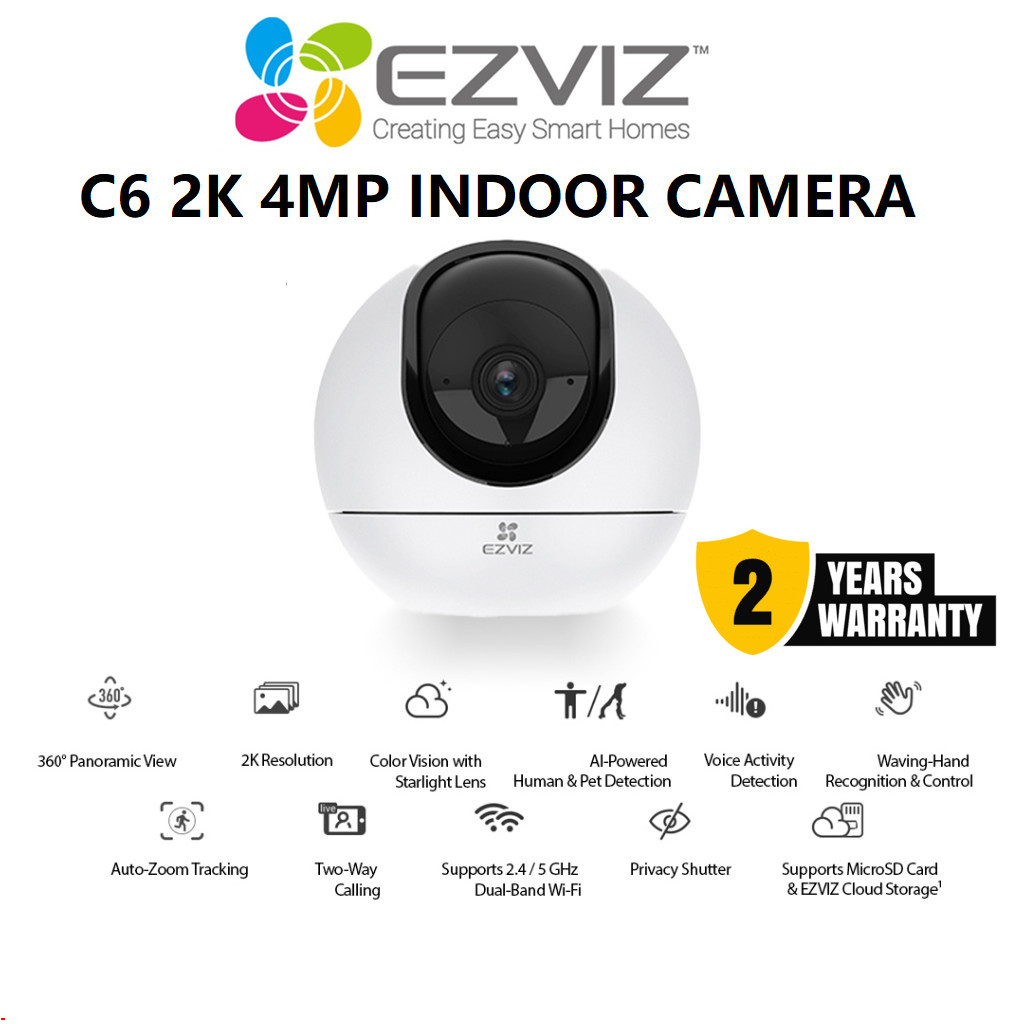 EZVIZ C6 2K (4MP) Full HD Resolution Pan & Tilt Wireless Security Camera / กล้องวงจรปิด / Pet & Abno