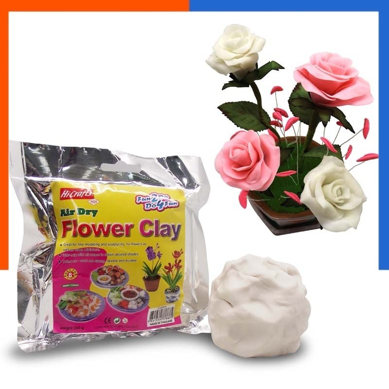 ดินปั้น ดินญี่ปุ่น ดินปั้นดอกไม้ 200 กรัม สีขาว Kidart Flower Clay 200g. คิดอาร์ท US.Station