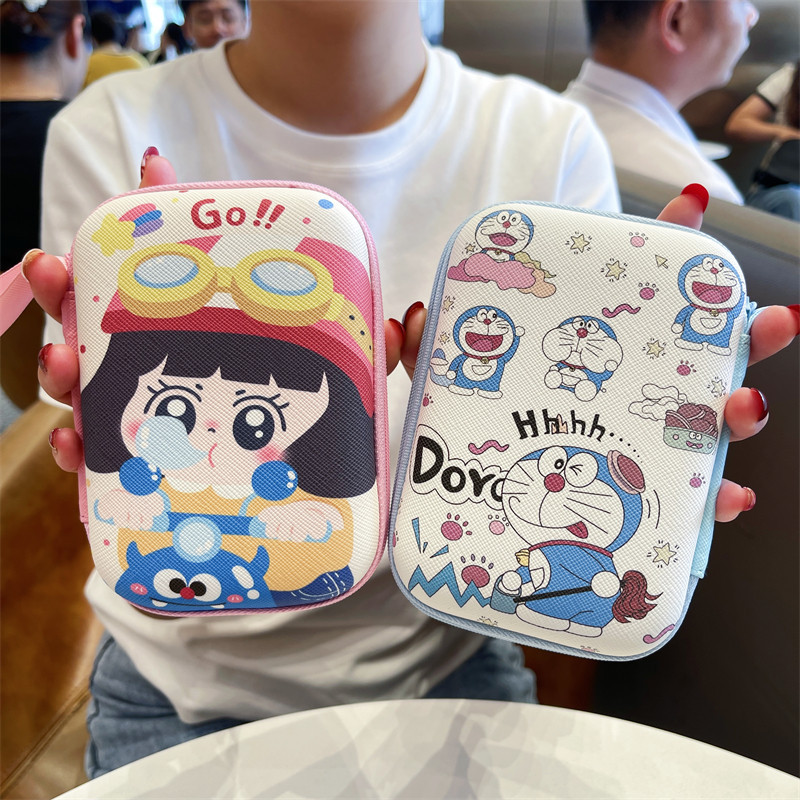 กระเป๋าจัดเก็บอุปกรณ์ดิจิทัล สายชาร์จ USB รูปโดราเอมอนน่ารัก