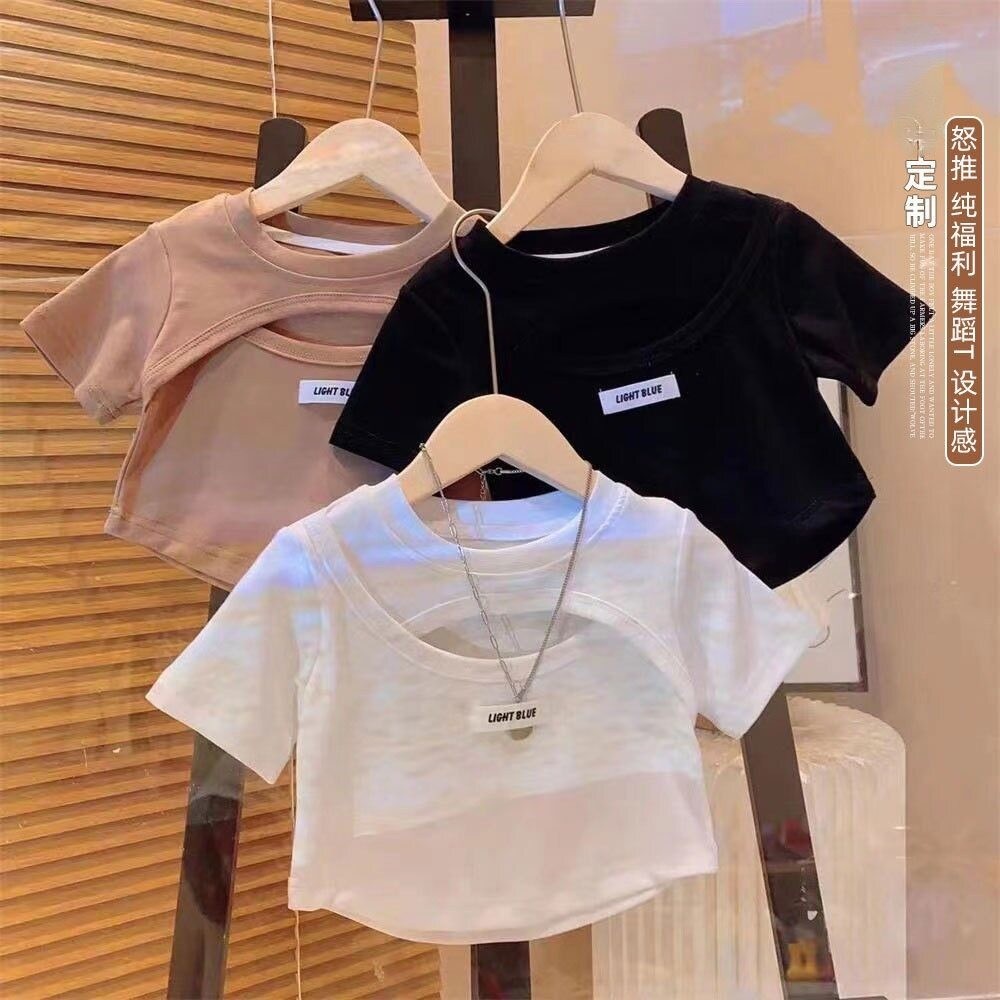 PRETTY BABY พร้อมส่ง เสื้อยืดเด็กผู้หญิง เสื้อครอป แฟชั่นเด็ก(1104)