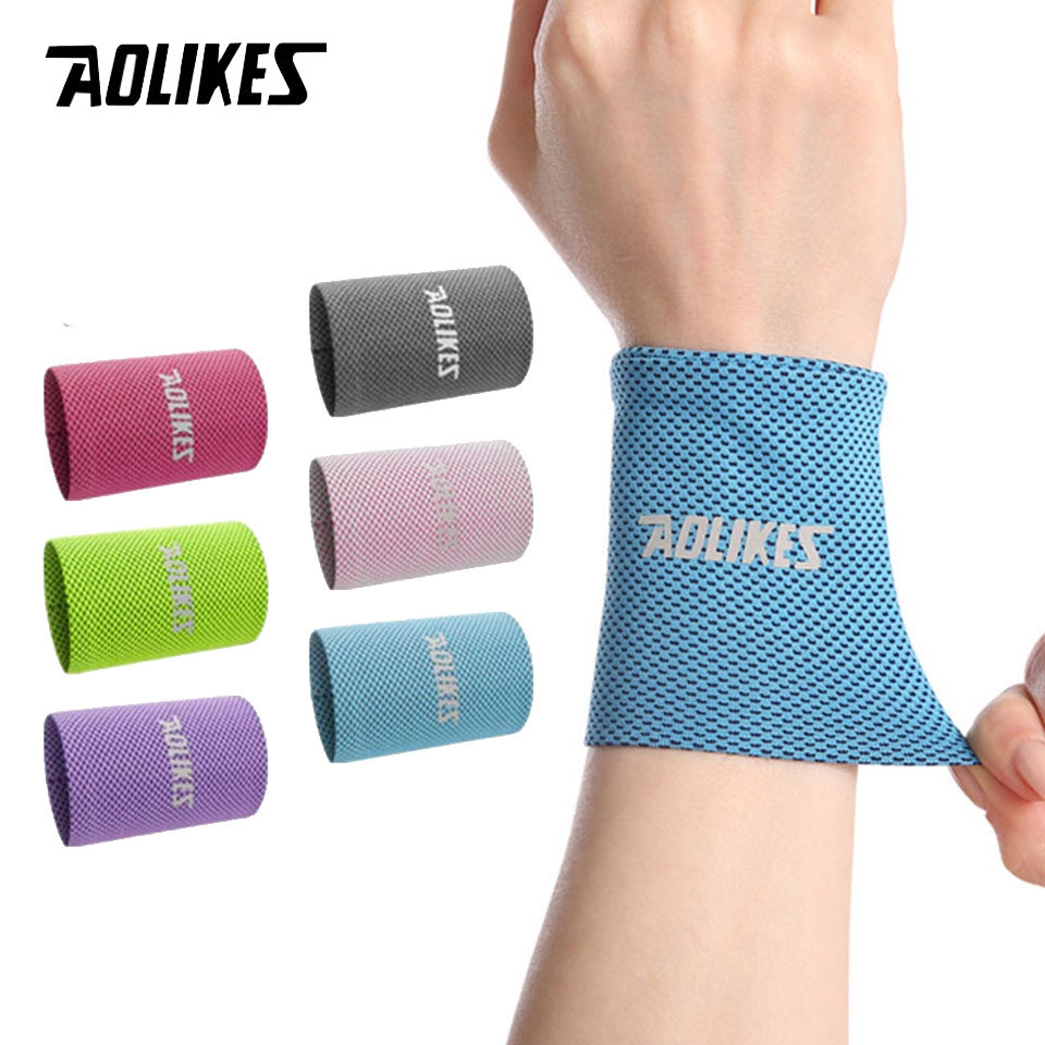 Aolikes 1 ชิ้น กีฬา เหงื่อ สายรัดข้อมือ เทนนิส บาสเก็ตบอล ยิม ทํางาน กลางแจ้ง วิ่ง รองรับการป้องกัน ผู้ชาย ผู้หญิง