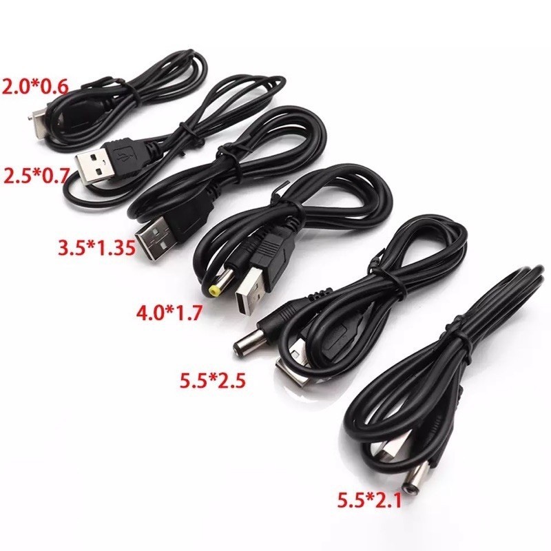 ส่งไว ประกัน1ปีเต็ม! Usb A Male To2.0/2.5/3.5/4.0/5.5 มม. สายแปลง power chargers USB 5V DC สายยาว 1m