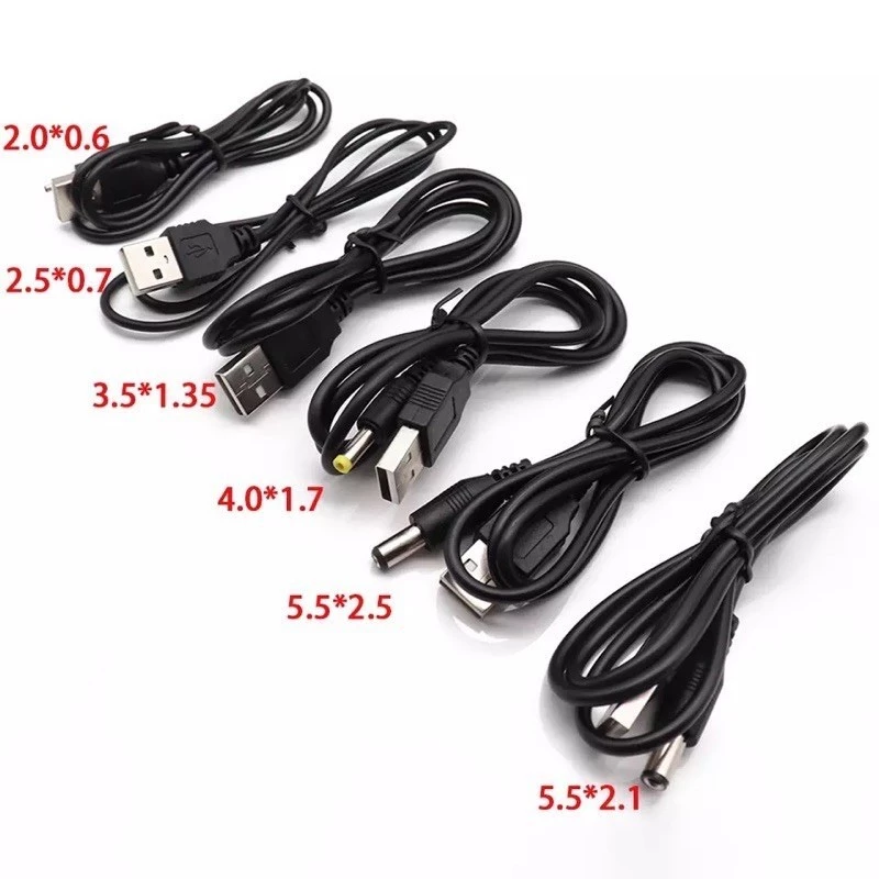 ส่งไว ประกัน1ปีเต็ม! Usb A Male To2.0/2.5/3.5/4.0/5.5 มม. สายแปลง power chargers USB 5V DC สายยาว 1m