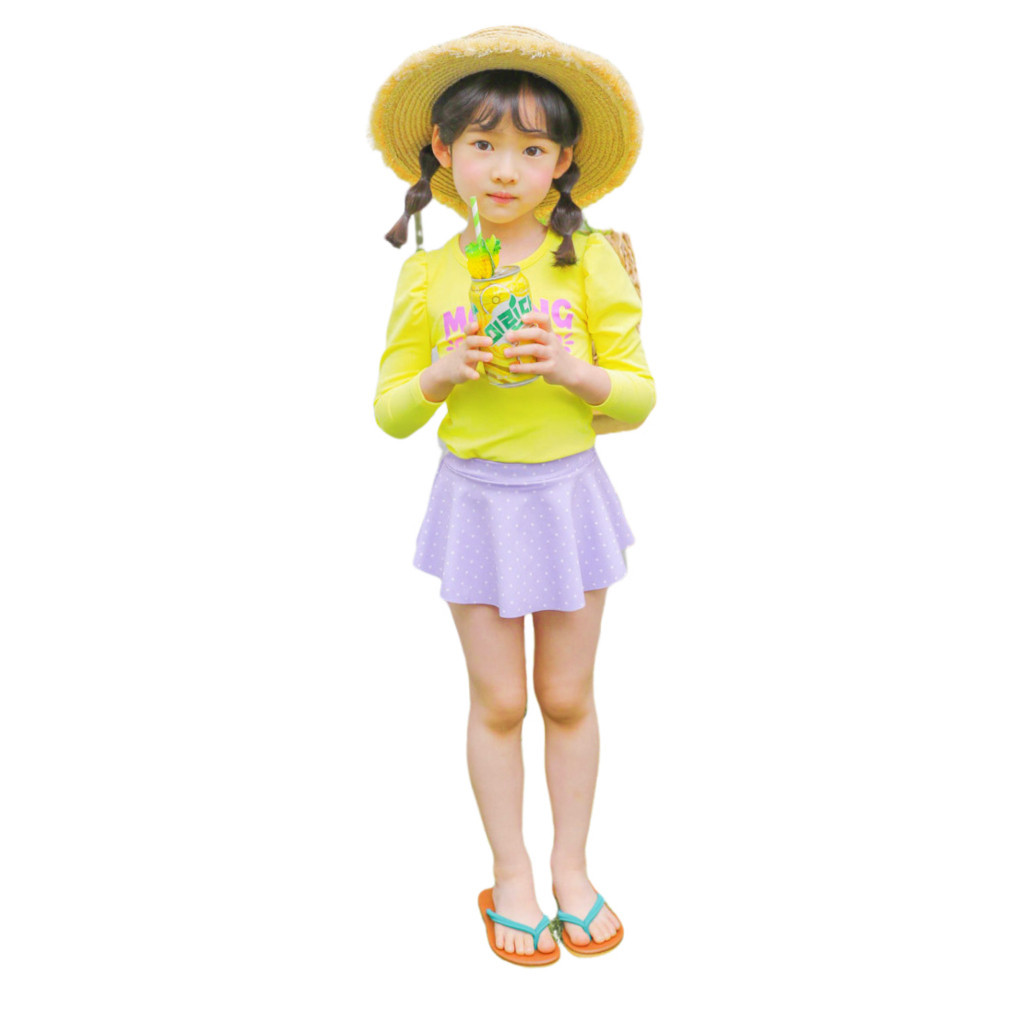 MAMA ชุดว่ายน้ำเด็กผู้หญิง แขนยาวกระโปรงกางเกง รุ่น 3951