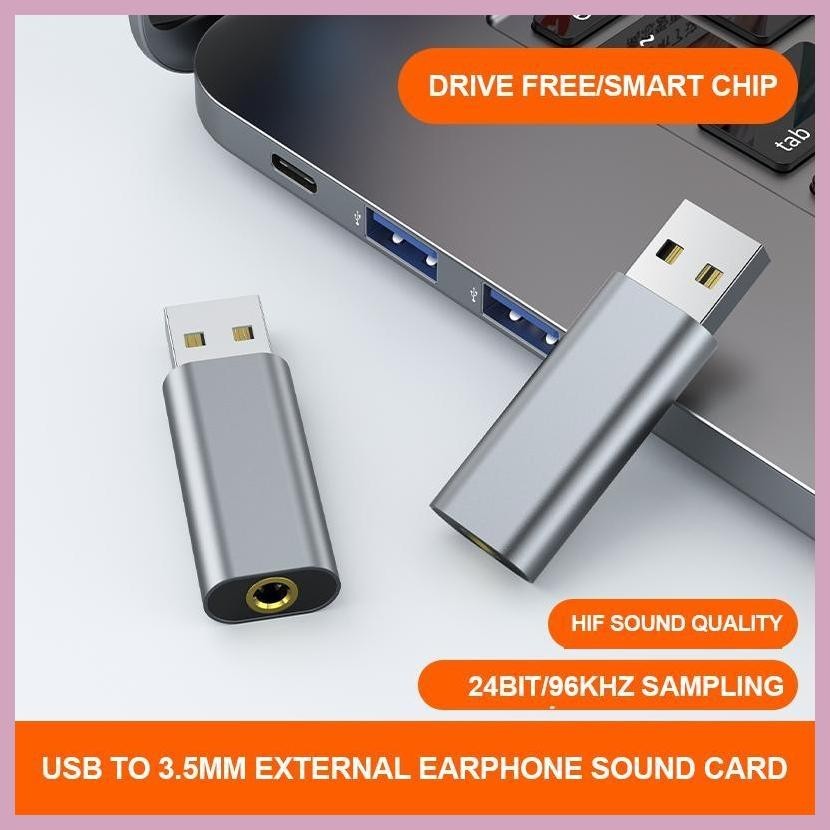 อะแดปเตอร์เสียง USB 3.5 มม. หูฟัง USB ปลั๊กแอนด์เพลย์ แบบพกพา อินเตอร์เฟซเสียง USB ชุดหูฟัง USB สากล aseath