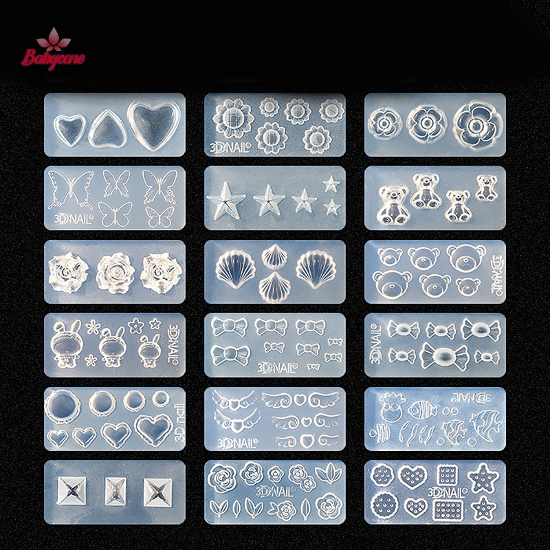 Byce> แม่พิมพ์ซิลิโคน รูปผีเสื้อ หมี 3D สําหรับตกแต่งเล็บเจล UV DIY