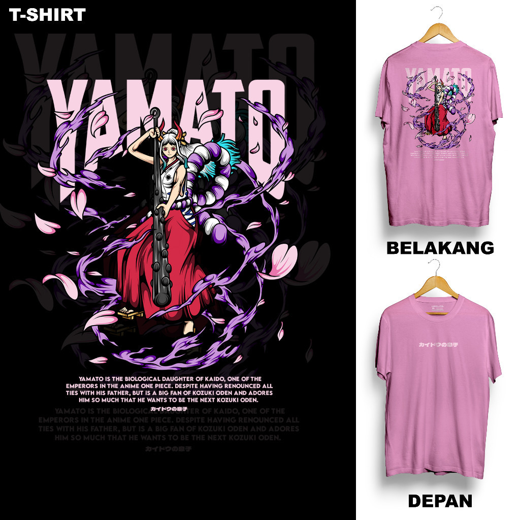 Yamato - เสื้อยืดผู้ใหญ่พร้อม ANIME MOTIF ONE PIECE OP ตัวอักษร YAMATO WANO KUNI GEAR FIFTH GEAR 5th