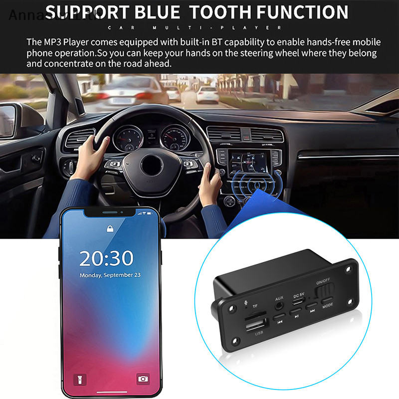 Annasun โมดูลถอดรหัสเครื่องเล่น MP3 5.0 2*3W สําหรับรถยนต์ TH