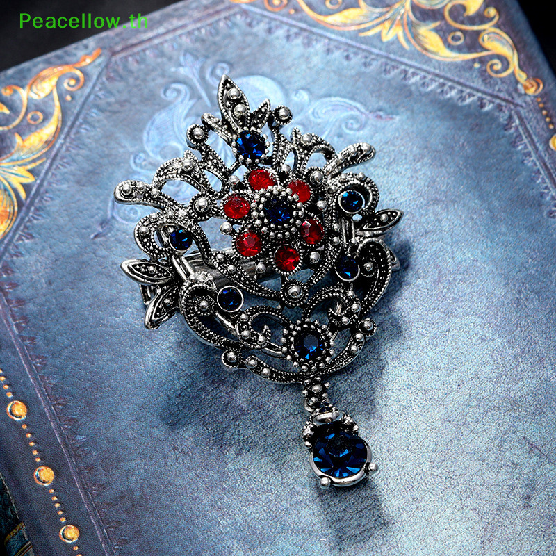 Peacellow เข็มกลัด รูปมงกุฎดอกไม้ ประดับพลอยเทียม สีเหลือง สไตล์วินเทจ เครื่องประดับ สําหรับผู้หญิง ของขวัญ ปาร์ตี้
