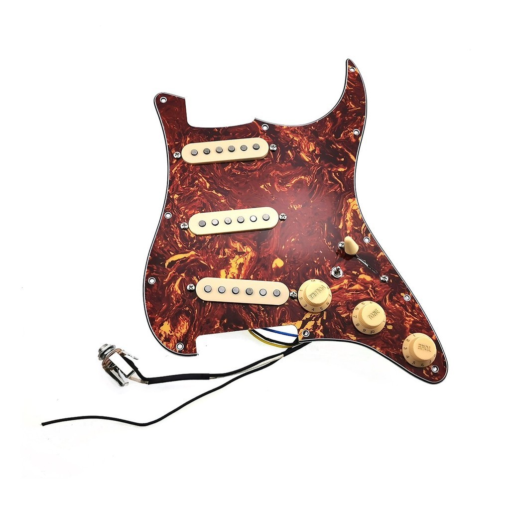 HS-(จัดส่งฟรี)Pickups Guitar SSS Single Coils Alnico 5 Pickups Load Pickguard /Yellow Pickup Covers 