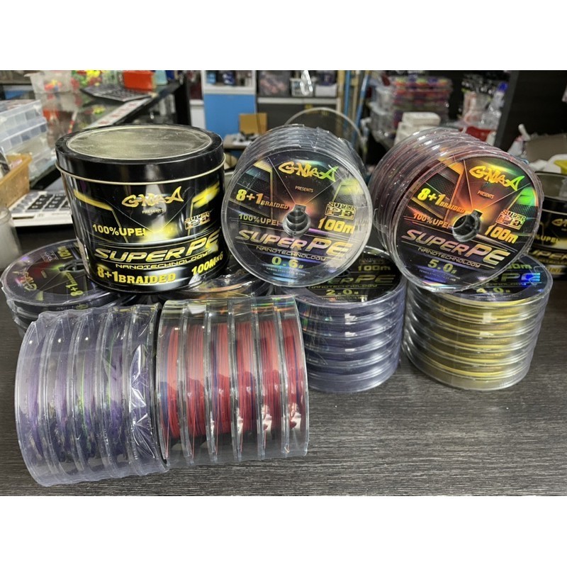 สายเอ็นตกปลา สายพีอี GMAX 100%UPE  SUPER PE 8+1 BRAIDED วัสดุจากญี่ปุ่น ด้วย NANOTECHNOLOGY เหนียว