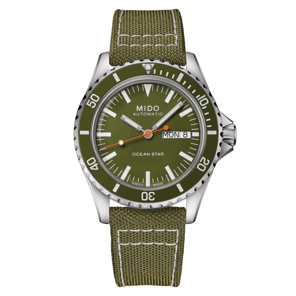 Mido M026.830.18.091.00 ม.0268301809100 Ocean STAR TRIBUTE GRADIENT นาฬิกาข้อมืออัตโนมัติ สายผ้า 40.5 มม. สีเขียว สําหรับผู้ชาย