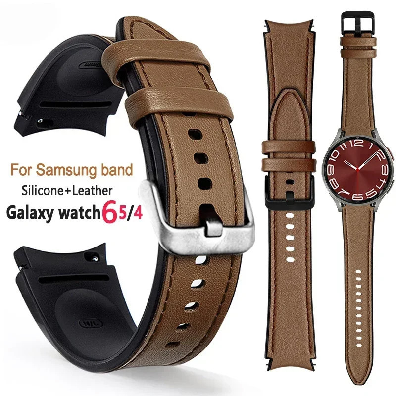 สายนาฬิกาข้อมือหนัง ซิลิโคน 20 มม. สําหรับ Samsung Watch 4 5 6 40 มม. 44 มม. Samsung Galaxy Watch 5 Pro Classic 42 46 43 47
