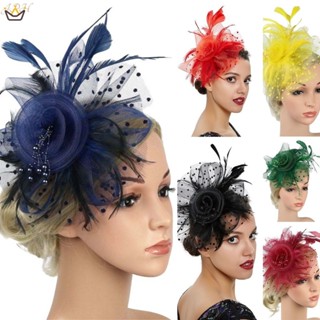 กิ๊บติดผม ตาข่าย ลายดอกไม้ อลิซ ประดับขนนก เหมาะกับงานปาร์ตี…