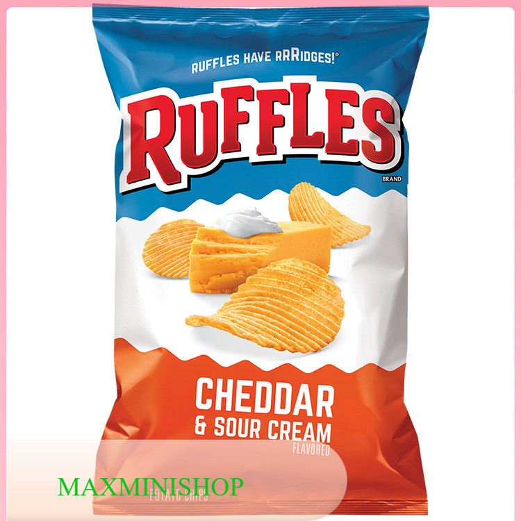 มันฝรั่งทอดเชดดาร์และครีมเปรี้ยว รัฟเฟิล 184 ก./ Cheddar & Sour Cream Potato Chips Ruffles 184 G.