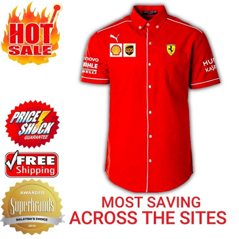 เสื้อเชิ้ตแขนสั้น คอปก F1 2024 Ferrari Scuderia สไตล์นักธุรกิจ สําหรับผู้ชาย