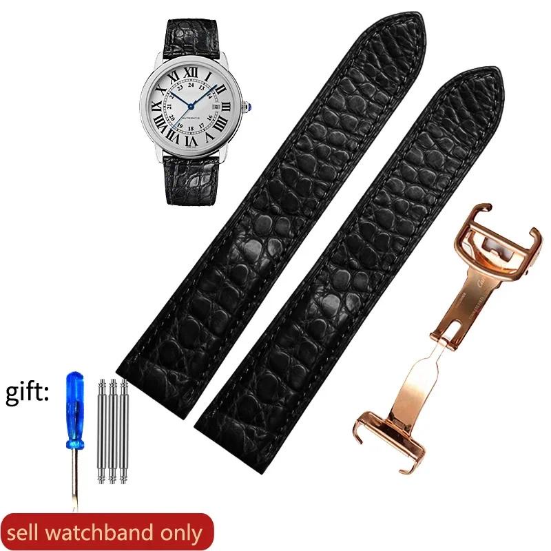 สายนาฬิกาข้อมือหนังจระเข้ สําหรับ Cartier Tank Solo London Series Polar W5200004 W.6701011 สายนาฬิกาข้อมือ แบบนิ่ม ขนาด 16 มม. 17 มม. 18 มม. 20 มม. 22 มม. 23 มม. สําหรับผู้ชาย และผู้หญิง