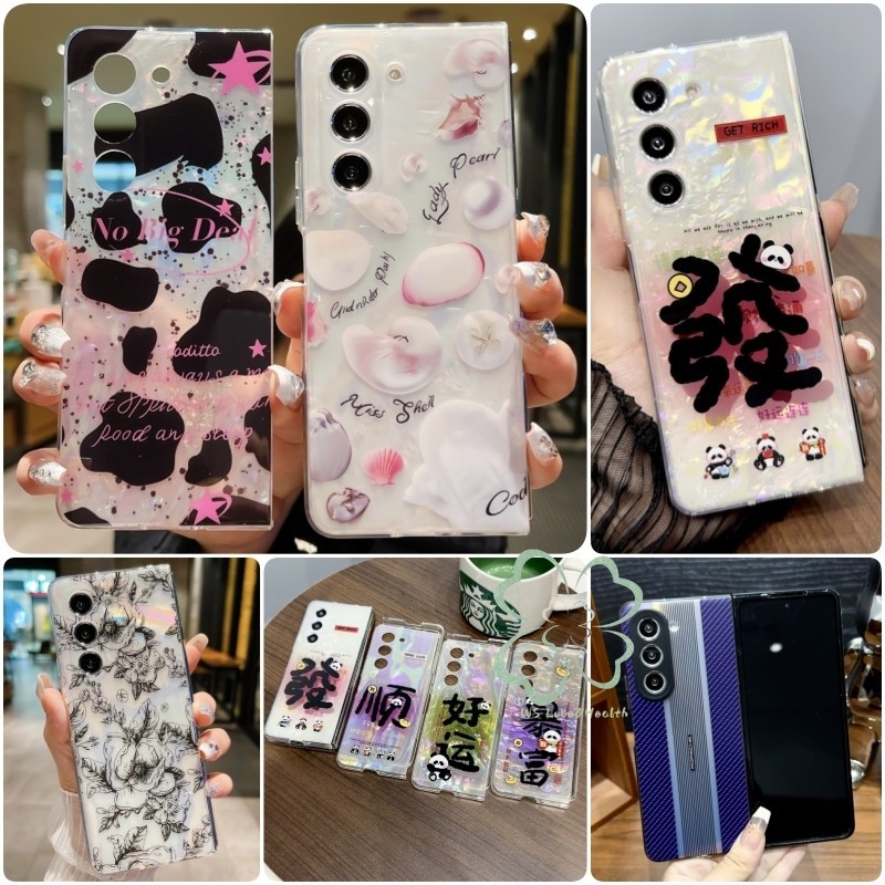 SAMSUNG แฟชั่นยอดนิยมทาสีกรณีพลิกปลอกsamsung Galaxy Zพับ 5 พับ 4 พับ 3 Slimโปร่งใสกันกระแทกZ Fold5