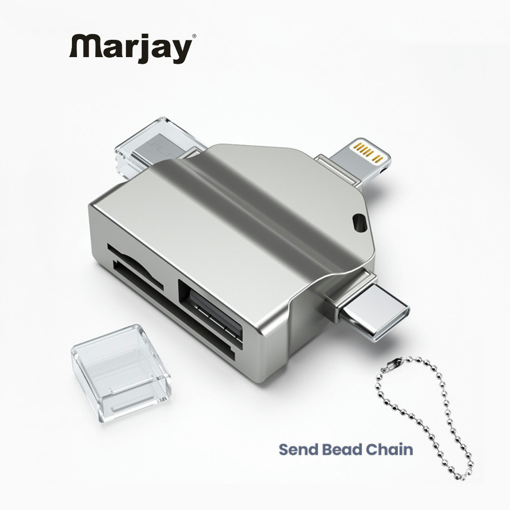 Marjay 6-in-1 อะแดปเตอร์การ์ดรีดเดอร์ Micro Type C OTG USB TF SD
