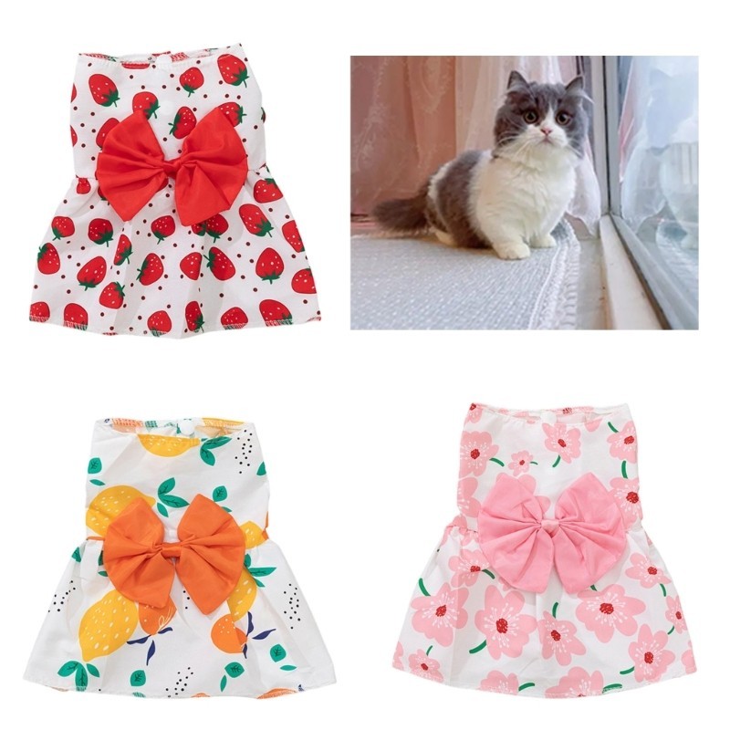QUU Dogs Skirt for Small Dog Dress Sweet Dog Cats Dress Spring Dog Bowknot Skirt