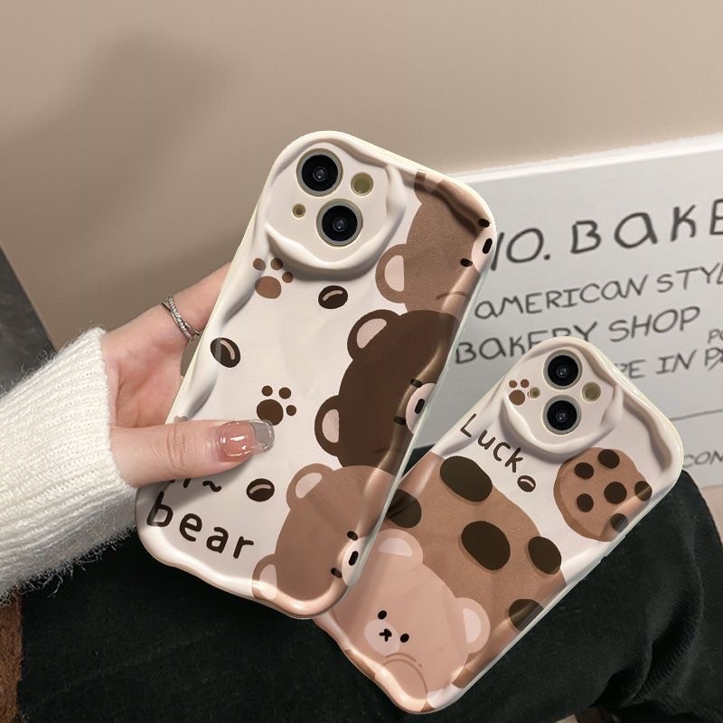 เข้ากันได้ iPhone 11 13 FOR iPhone14 15 12 pro max 7 8 Plus X XR XS Max 12 13MINI คุ้กกี้หมีคุ้กกี้ TPU กรณีซิลิโคนนุ่ม - รูปที่ 3