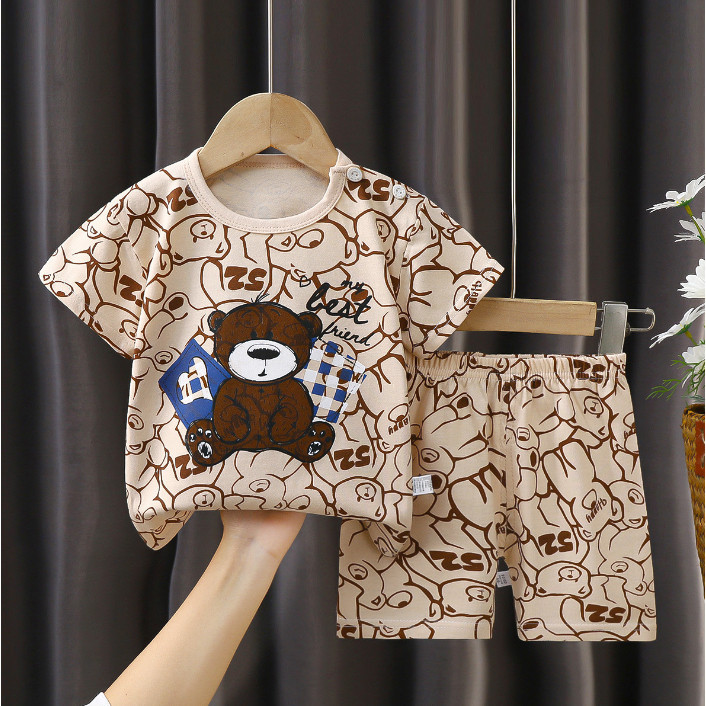 B05ชุดเซ็ท ลายสุดน่ารัก เสื้อแขนสั้น + กางเกงขาสั้น เด็กอ่อน แฟชั่น ยอดฮิต