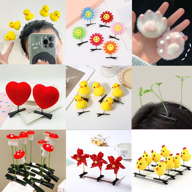 กิ๊บติดผม รูปดอกทานตะวัน เป็ดน้อย สีเหลือง เครื่องประดับ สําหรับเด็ก