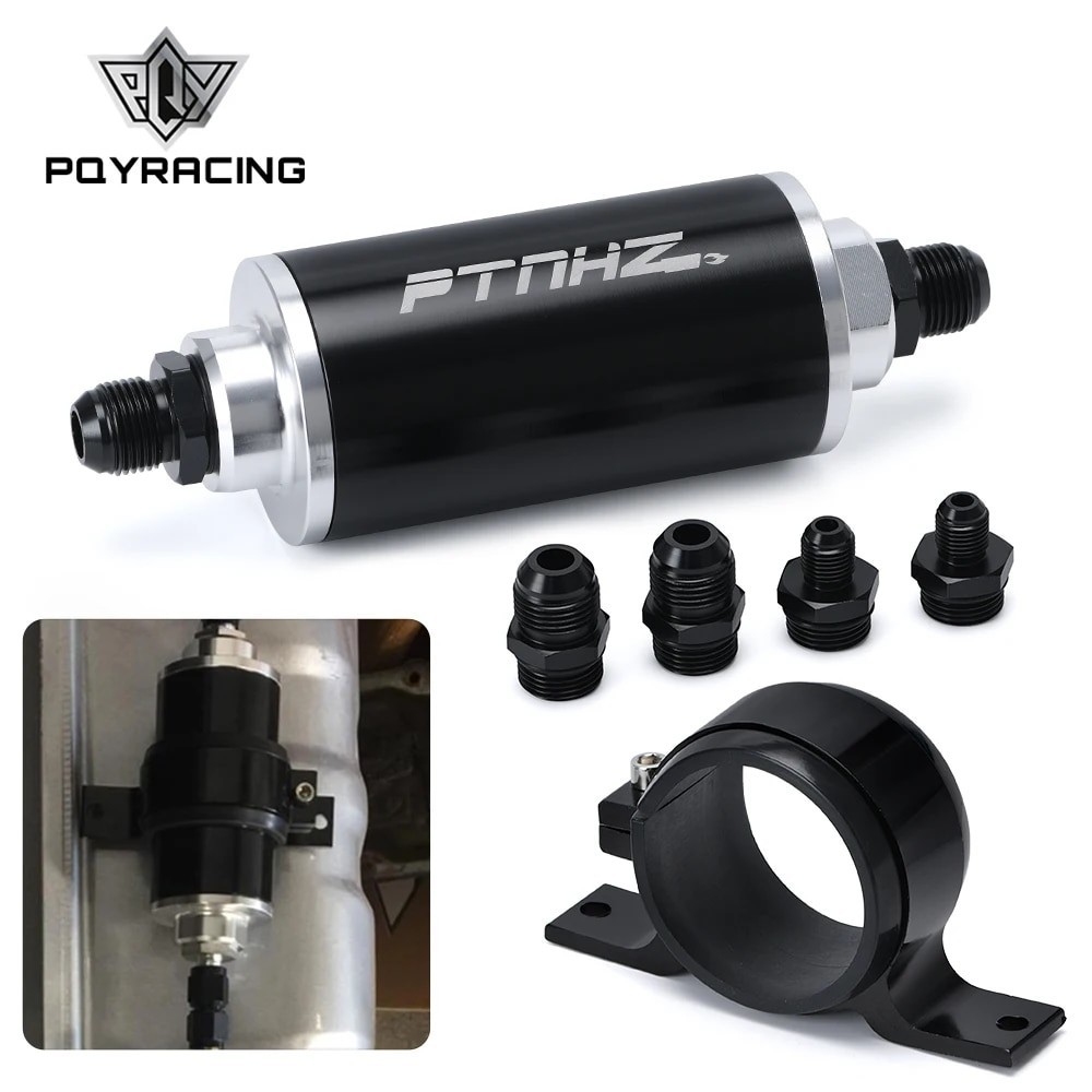 ID:58MM Universal Fuel filter with Bracket with 2pcs AN6/AN8/AN10 adaptor fittings with 100micron st