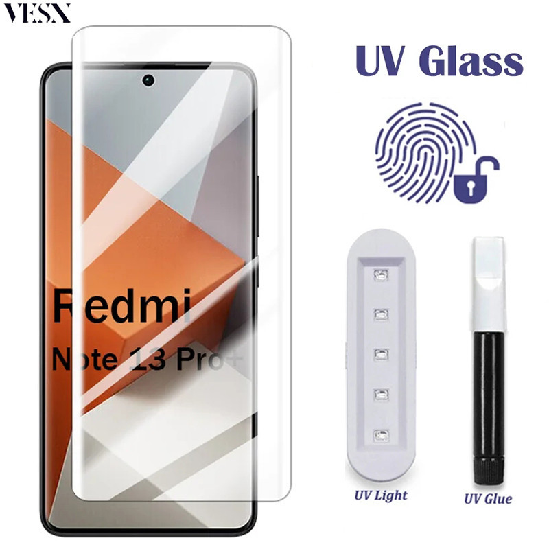 ฟิล์มกระจกกาว UV รุ่นใหม่ล่าสุด แบบจอโค้ง Redmi Note 15 14 13 Pro Plus 4G 5G 2026
