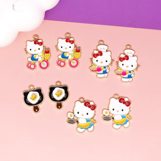2 ชิ้น/ล็อตการ์ตูน Kitty แมวชุดแต่งงานเคลือบโลหะผสมเคลือบจี้อุปกรณ์เสริม Charms สําหรับผู้หญิง, Key Chain/ต่างหู/สร้อยคอจี้ทําด้วยมือ DIY เครื่องประดับ 046