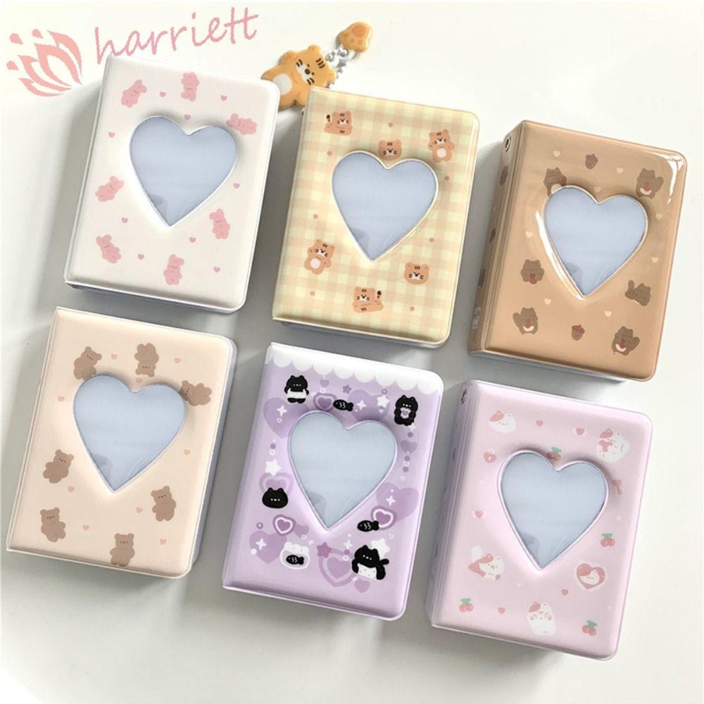 Harriett อัลบั้มรูปภาพ การ์ตูนหมีน่ารัก ฉลุลาย กันน้ํา กันรอยขีดข่วน สําหรับใส่นามบัตร หนังสือ อัลบั้มรูปหัวใจ ขนาดเล็ก