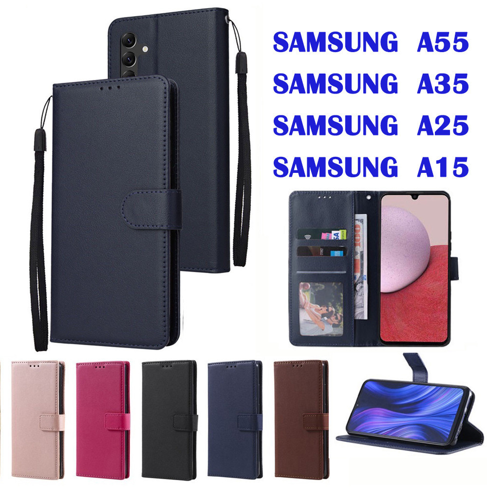 เคสฝาพับ ตั้งได้ สำหรับ SAMSUNG A06 A16 A55 A35 A15 A25 5G A05 A05S เคสฝาพับหนัง ใส่บัตรได้ เคสมีแม่