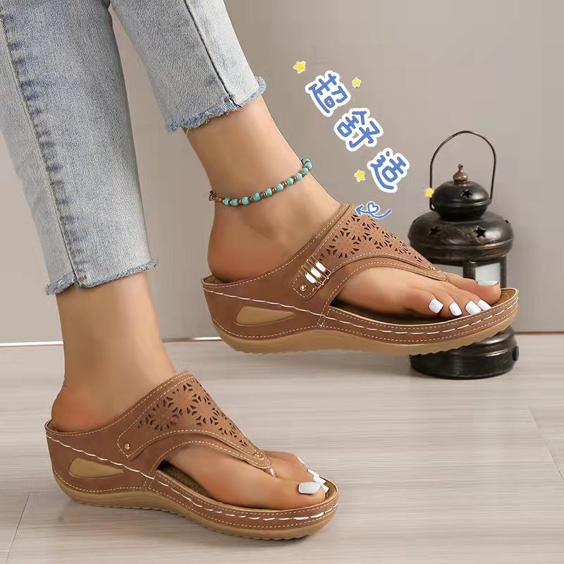 รองเท ้ าแตะผู ้ หญิง Ready Stock Casual Flat Wedges Plus Size Shoes 43