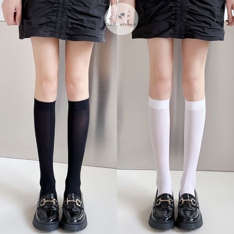 🎀พร้อมส่ง🎀ถุงเท้ายาวถึงเข่าแบบถักแฟชั่นสตรี ถุงน่องน่ารักมีสไตล์พิมพ์ลายทาง