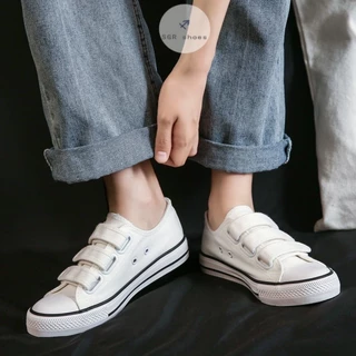👣รองเท้านักเรียน👣สินค้าพร้อมจำหน่าย รองเท้าผ้าใบแฟชั่นสตรีสไตล์เกาหลี เวลโครก็สะดวก