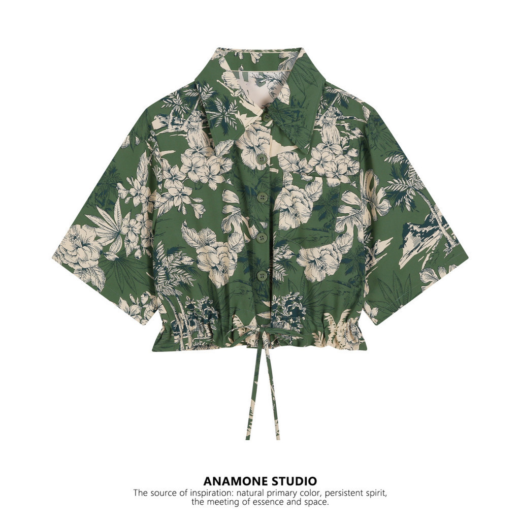 เสื้อเชิ้ตแขนสั้น พิมพ์ลาย สไตล์ฮ่องกง ย้อนยุค ออกแบบดี รัดรูป เก็บเอว หวานแหวว สําหรับผู้หญิง วันสงกราะห์