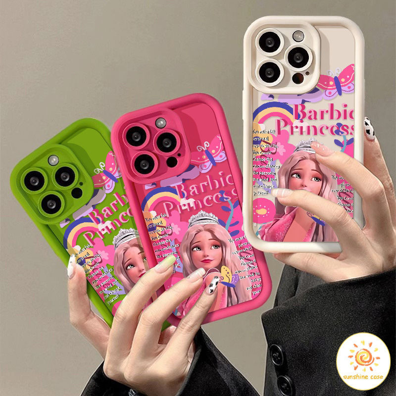 เคสโทรศัพท์มือถือ TPU แบบป้องกันทุกด้านของ Barbie สีชมพู ไอโฟน11 For iPhone12 13 14 15Pro MAX X XS XR XS 7 8Plus SE2020