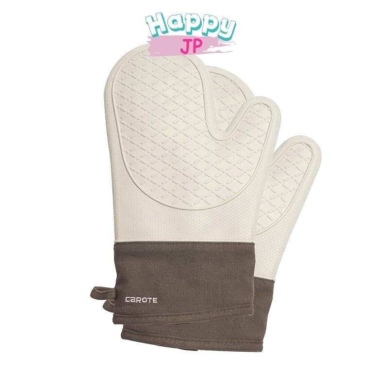 CAROTE CAROTE Heat Resistant Mittens Oven Mittens Pan Glove Heat Resistant Glove Oven Glove 300°C Heat Resistant Burn Prevention Non-Slip Silicone Durable Convection Microwave Oven Oven Cake Baking Pots Cooking Home Bakery Oven Cooking Grill Griller Barbe
