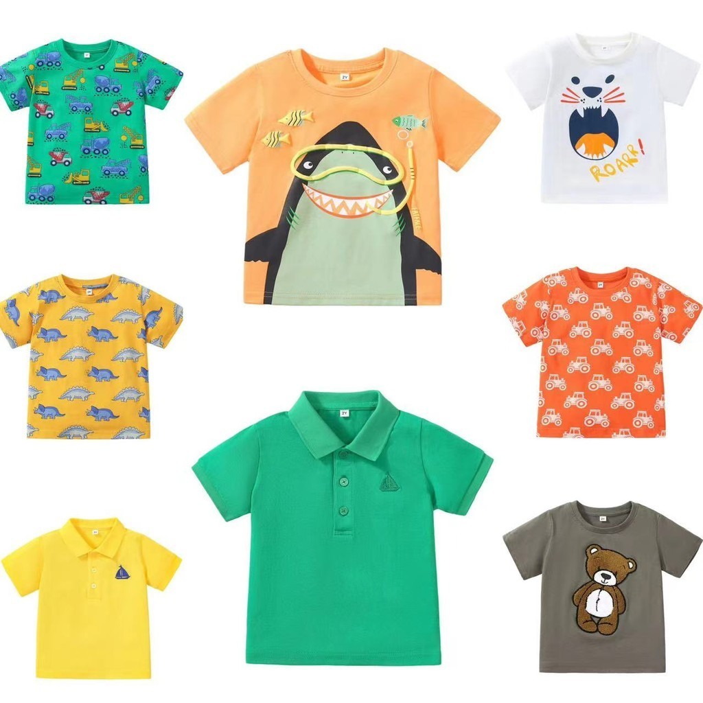 เสื้อยืดแขนสั้น แฟชั่นฤดูร้อน สไตล์ยุโรป และอเมริกา สําหรับเด็กผู้ชาย