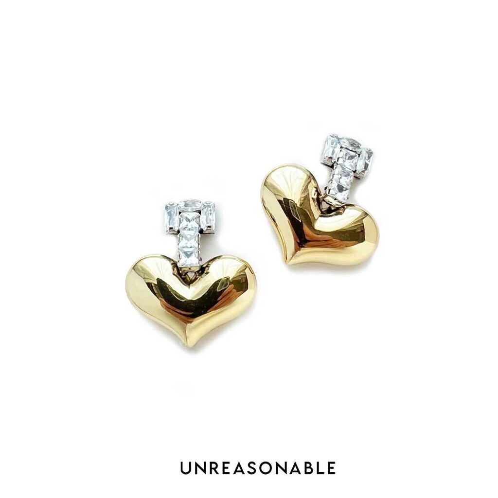 ต่างหูหัวใจสีทอง Romance Heart earrings ต่างหูคลิป ต่างหูก้านเงินแท้ UA0908-02 Unreasonable Accessor