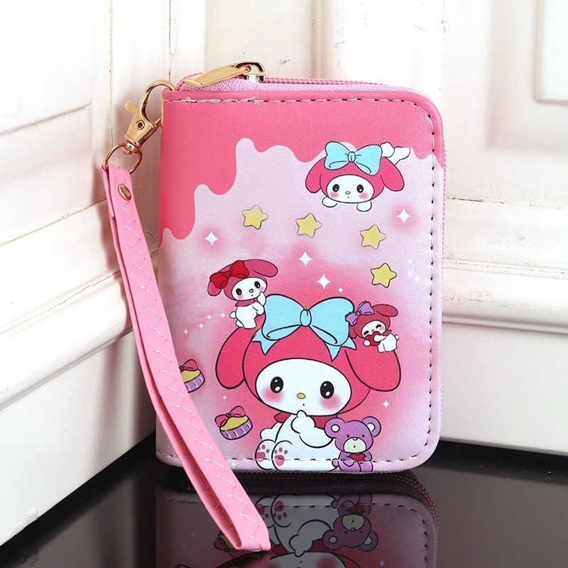 กระเป๋าสตางค์ กระเป๋าคลัทช์ กระเป๋าใส่เหรียญ พวงกุญแจ ลายการ์ตูน Sanrio Hello Kitty Cinnamoroll My Melody Kuromi เหมาะกับของขวัญ สําหรับเด็กผู้หญิง