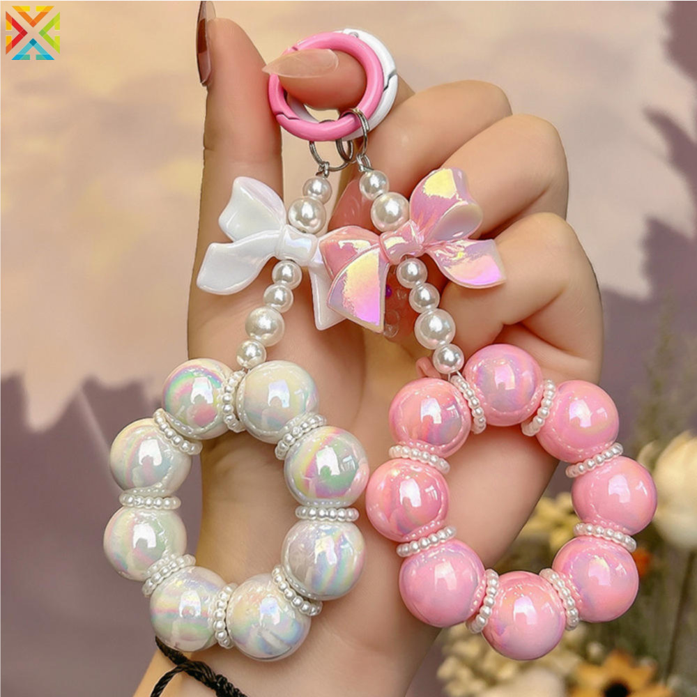 ใหม่ สายโซ่คล้องโทรศัพท์มือถือ ประดับโบว์ ไข่มุก หลากสี อุปกรณ์เสริม