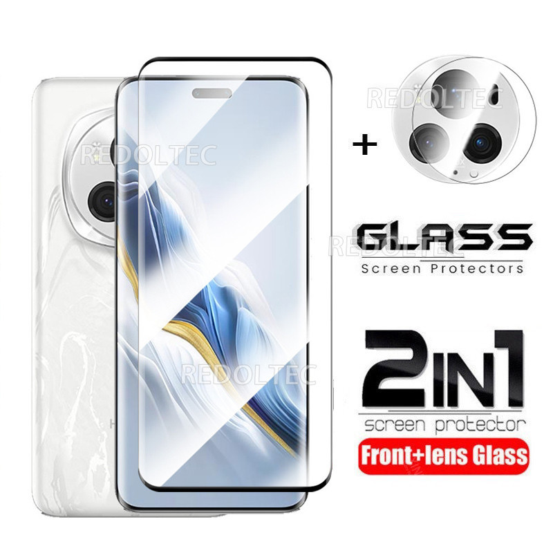 ฟิล์มกระจกนิรภัยกันรอยหน้าจอ 2 In 1 สําหรับ Honor Magic 5 Pro Honor Magic 5 4 Pro Lite 5G Ultimate X7a X8a X6 X6s X7 X8 X9 X9a 4G 5G 9D