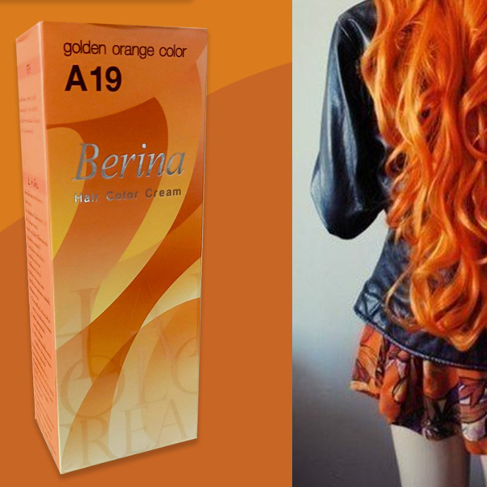 เบอริน่า A19 สีส้มทอง ฮิตมาก เปลี่ยนสีผม ครีมย้อมผม  Berina A19 Golden Orange Hair Color Cream