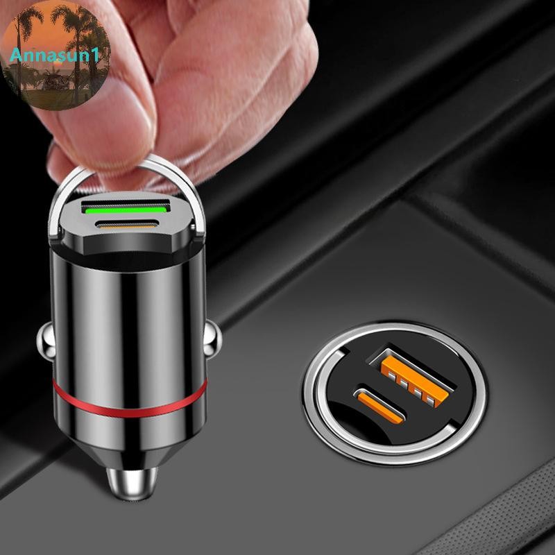 Annasun 200W Mini Dual Ports USB Car Charger Fast ชาร์จรถอะแดปเตอร์ชาร์จโทรศัพท์สําหรับ IPhone 13 12 Xiaomi Huawei Samsung TH