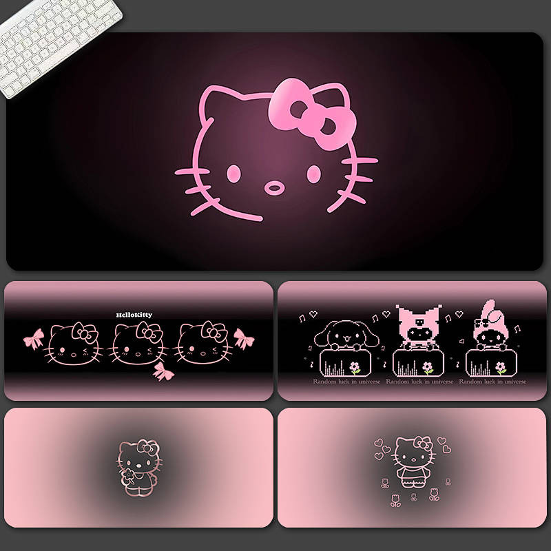 Black Pink Hello Kitty Mouse Pad Oversized Hellokitty Cute Laptop Non-Slip Thickened Keyboard Pad Wj