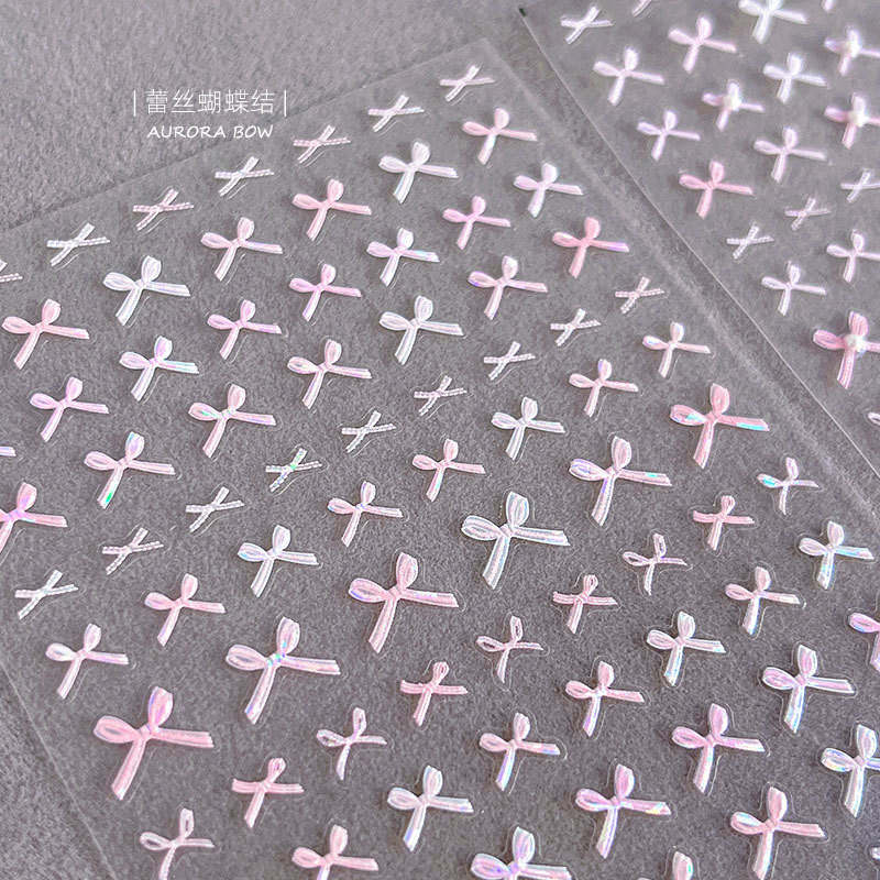 สติ๊กเกอร์ติดเล็บ 5ง ตกแต่งเล็บ งIY โบว์มุกดาวดวงจันทร์บัลเล่ต์สไตล์สีขาวสีชมพูทอง - รูปที่ 5